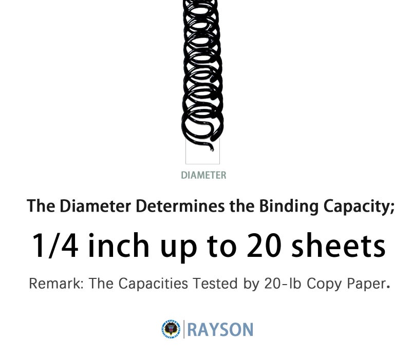 Rayson Double Loop Binding Wires 1/4 Inch - 3 to 1 Pitch Wire Binding Capacity 20 Sheets, 11 inch Length, 32-Loop Black Wire Ring Pack of 100 to Bind Reports and Projects - Image 3